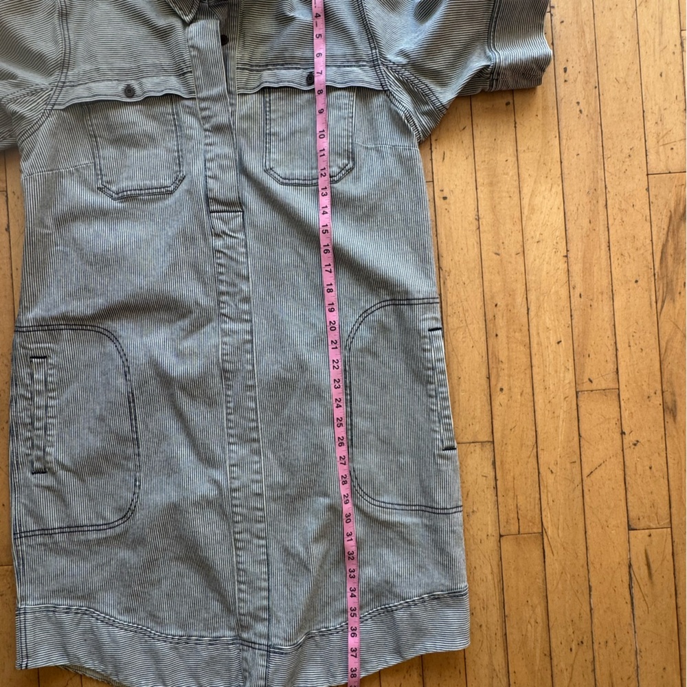 Duluth Trading Co Navy and White Striped Denim Dress with great details - Picture 5 of 7